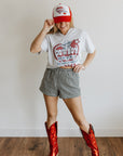 Cowboy Motel Raw Cut V-neck Graphic Tee