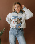 Cowgirl Killers V-Neck Raw Hem Graphic Sweatshirt
