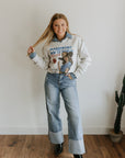 Cowgirl Killers V-Neck Raw Hem Graphic Sweatshirt