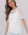 Miranda Sheer Mesh Short Sleeve Top