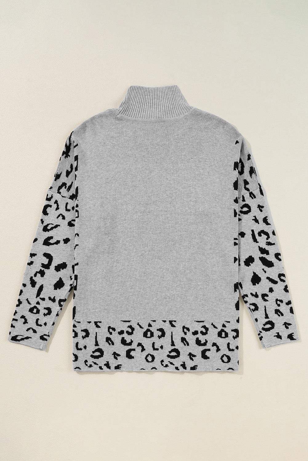 Leopard Colorblock Mock Neck Sweater