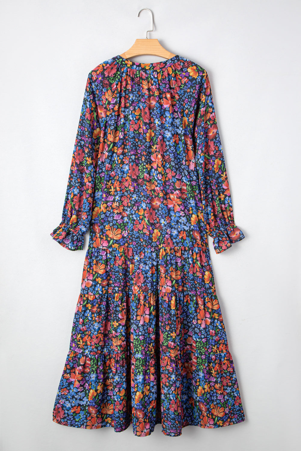 Floral V-Neck Long Sleeve Maxi Dress