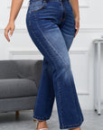 Aila Dark Blue Plus Size Stitching Flare Jeans