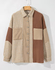 Houndstooth Colorblock Textured Patchwork Shacket
