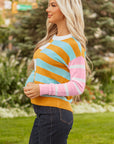 Abigail Block Striped Pullover Sweater