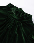 Velvet Mock Neck Puff Sleeve Blouse