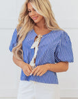 Dream Stripe Tied Front Blouse