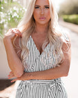 Ellianna Striped Print Wrap Sleeveless Romper