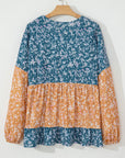 Cecilia Floral Ruffled Hem Round Neck Blouse