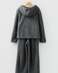 Fuzzy Drawstring Hoodie and Pants Lounge Set