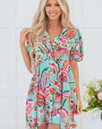 Erin Lace-up High Waist Buttoned Mini Dress