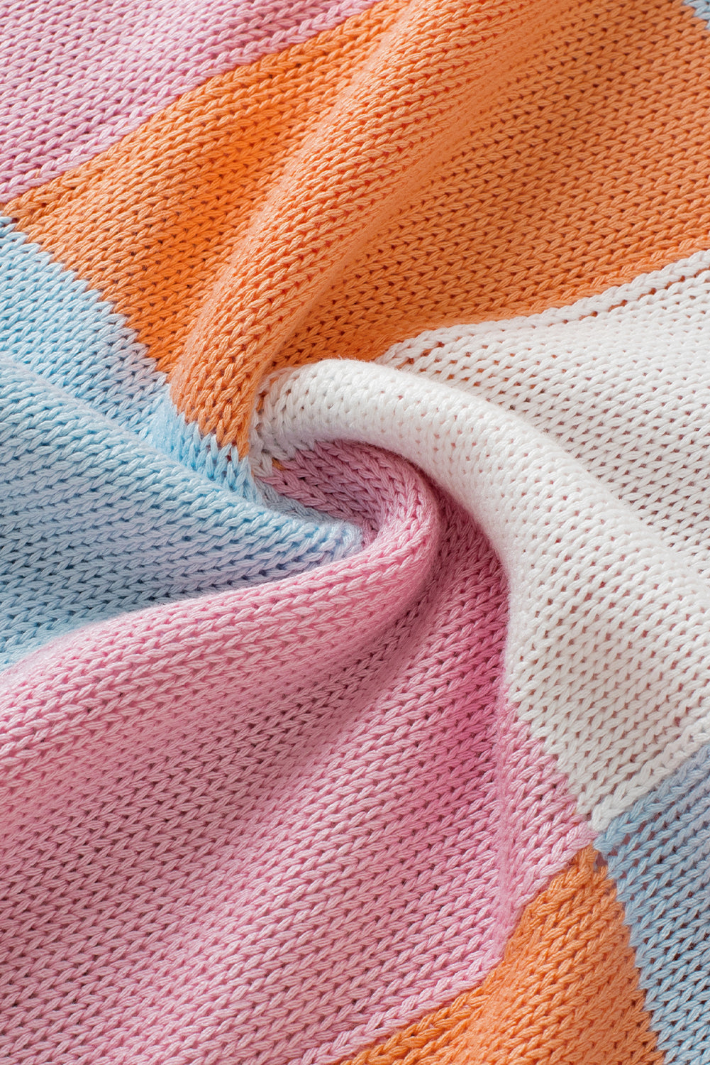 Colorblock Checker Cap Sleeve Sweater