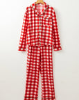 Christmas Plaid Contrast Trim Pajama Set