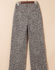Leopard Frayed Edge Wide Leg Jeans