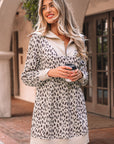 Leopard Patchwork Zip-Up Collar Mini Dress