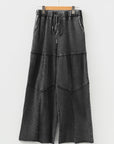 Mineral Wash Patchwork Tiered Wide Leg Pants