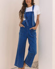 Elodie Knotted Strap Wide Leg Denim Overalls