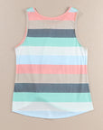 Skyla Sequin Pocket Patchwork Striped Tank Top