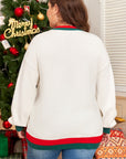 Plus Size Christmas Holly Jolly Colorblock Edge Sweater