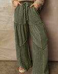 Mineral Wash Patchwork Tiered Wide Leg Pants