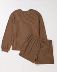 Corded Knit Long Sleeve Top and Shorts Set