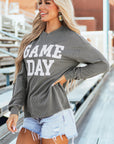 GAME DAY Textured Long Sleeve Crewneck Top