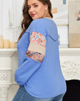 Plus Size Floral Patchwork Reverse Seam Top