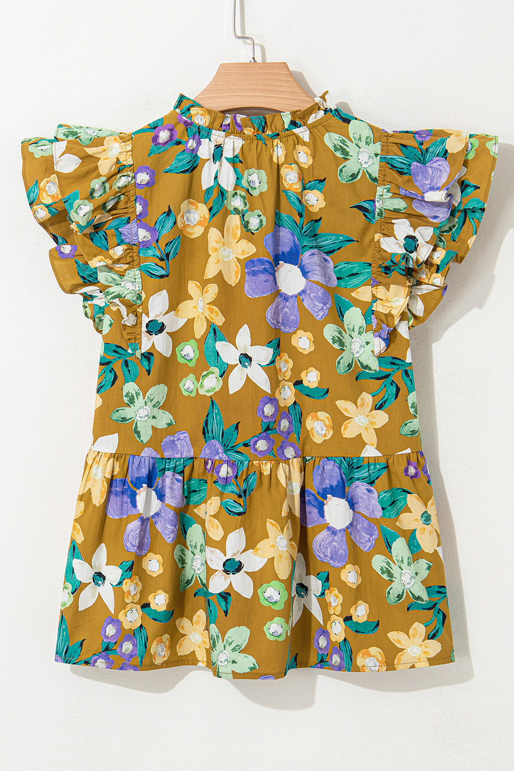 Floral Flutter Sleeve V-Neck Top