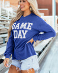 GAME DAY Textured Long Sleeve Crewneck Top