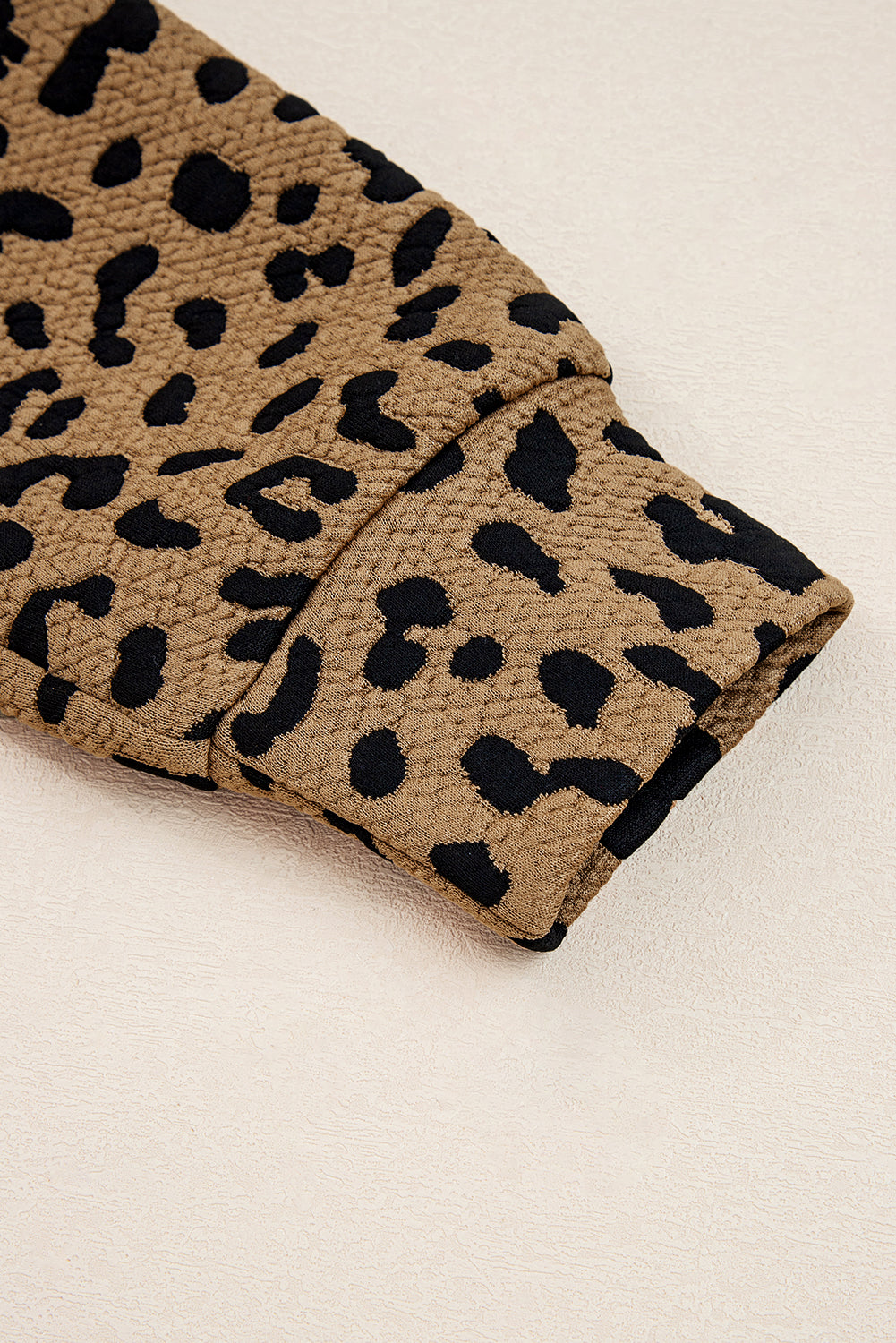 Leopard Quarter-Zip Drop Shoulder Sweatshirt