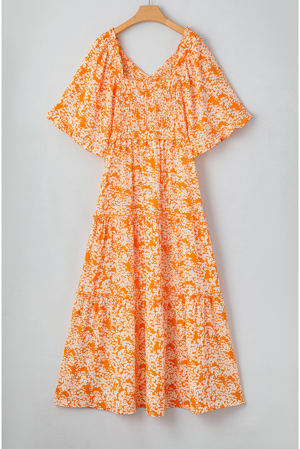 Eileen Floral V Neck Wide Sleeve Maxi Dress
