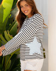 Morgan Stripe Starry Patch Casual Knit Top