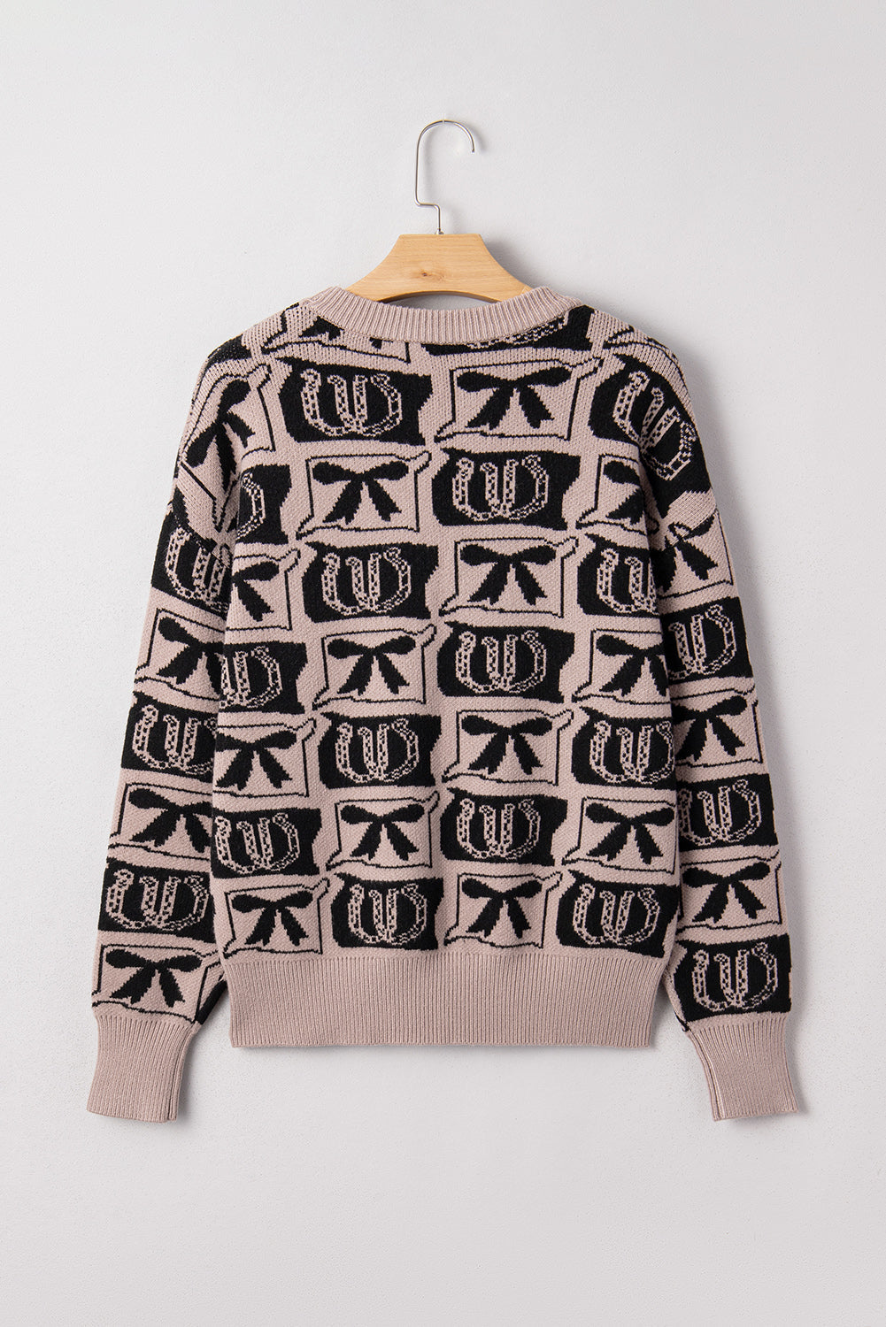 Western Bows &amp; Horseshoes Long Sleeve Sweater