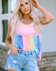 Haley Striped Tied Shoulder Tank Top