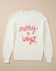 Christmas Stripe Merry & Bright Long Sleeve Sweater