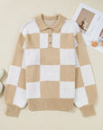 Checker Collared Long Sleeve Sweater