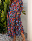 Floral V-Neck Long Sleeve Maxi Dress