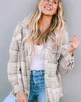Plaid Removable Hood Buttoned Shacket