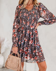 Floral Mesh Long Sleeve Mini Dress
