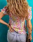 Floral Ruffle Puff Sleeve Blouse