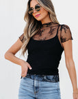 Ensley Sheer Mesh Short Sleeve Blouse