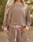 Checker Long Sleeve Pullover and Shorts Set