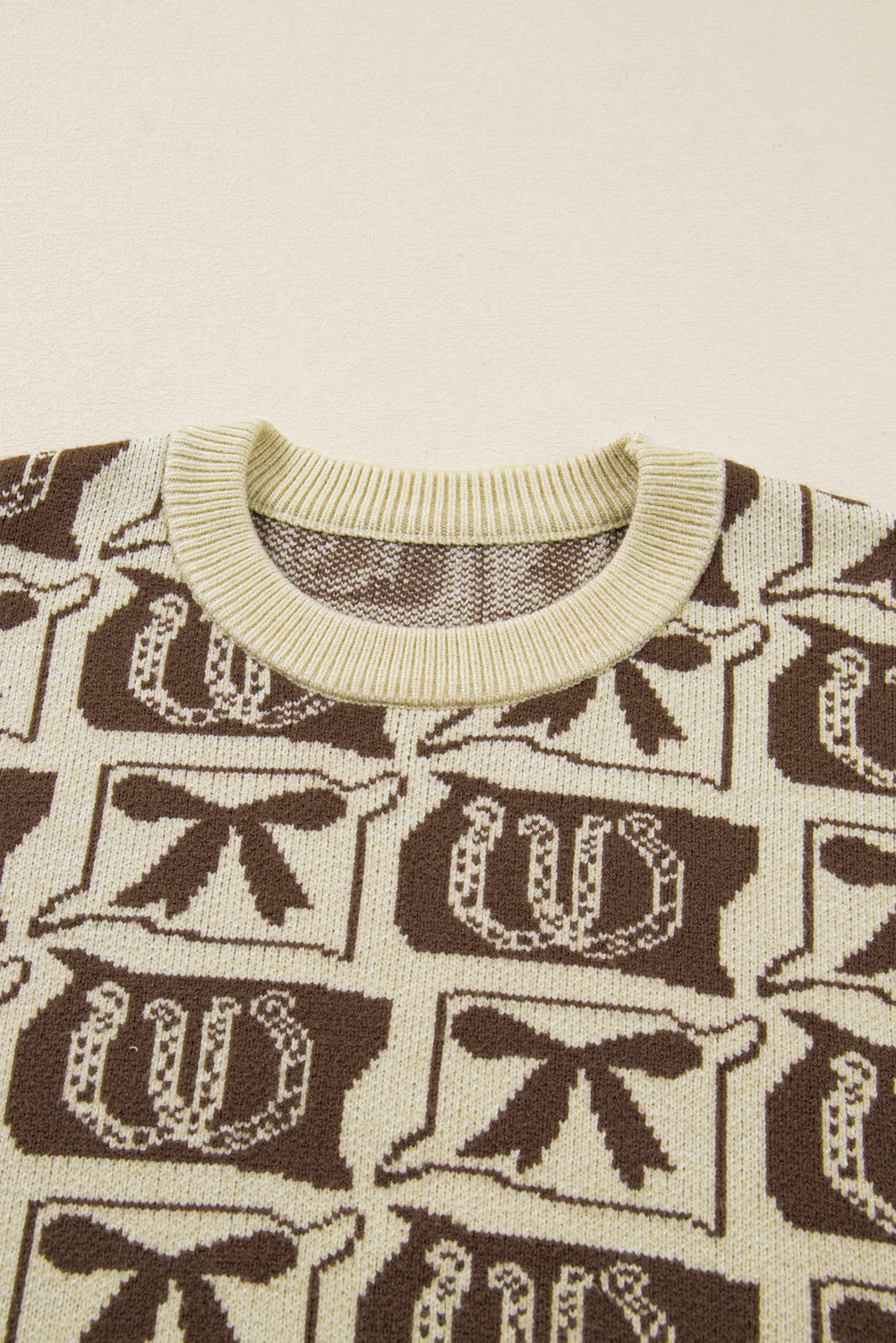 Plus Size Western Bows &amp; Horseshoes Long Sleeve Sweater