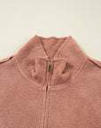 Solid Reverse Seam Half-Zip Side Pocket Sweatshirt