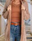 Solid Knit Open-Front Pocketed Cardigan