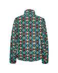 Teal Aztec Women's Puffy Bomber Jacket