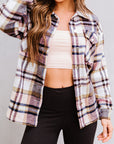 Plaid Pocketed Button Front Shacket