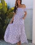 Lacey Floral Short Bubble Sleeve Maxi Dress