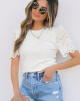 Kora Eyelet Pattern Short Sleeve Top