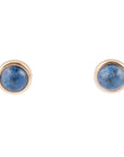 Dainty Lapis and Bronze Dot Earrings